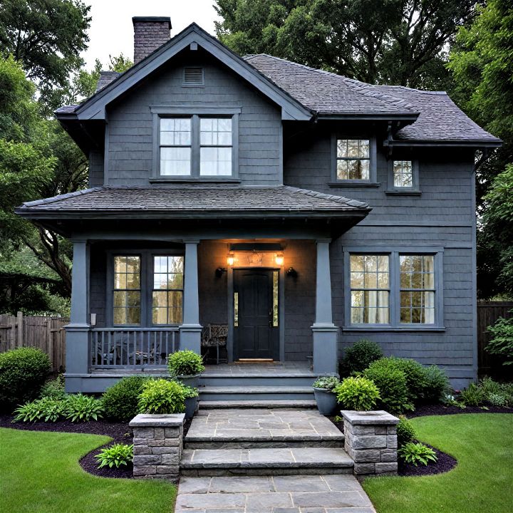 elegant and inviting charcoal gray exterior house paint