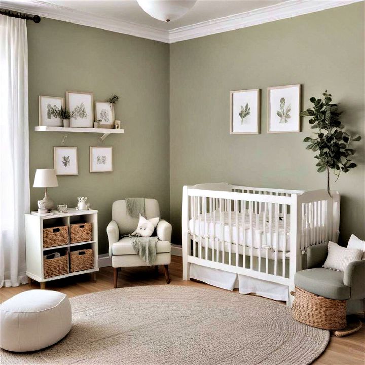 elegant and timeless nursery contrast with sage and white