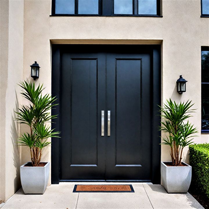 elegant black door with vertical panels