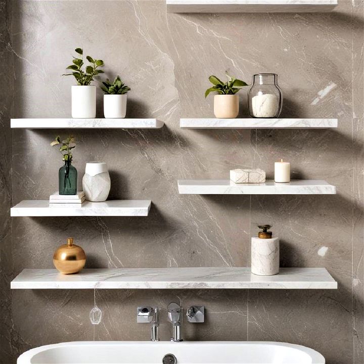 elegant floating marble shelves