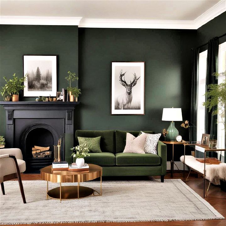 elegant hunter green accent wall