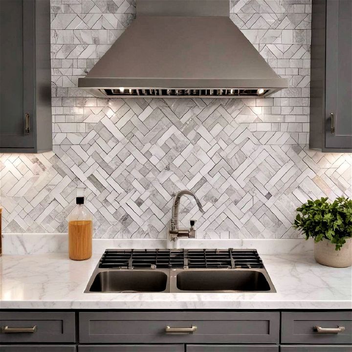 elegant marble mosaic tiles backsplash