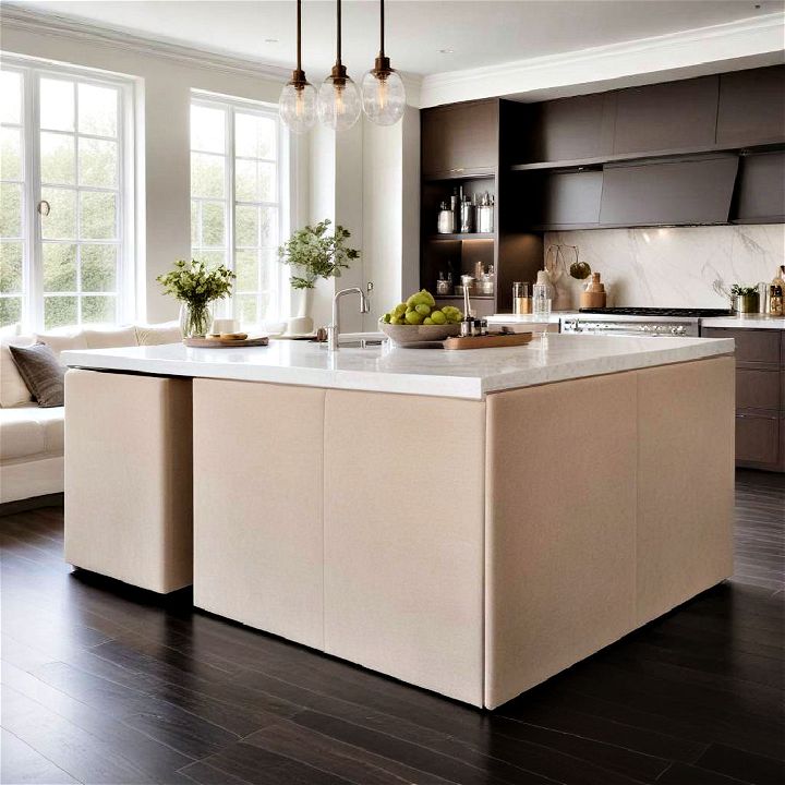 elegant upholstered kitchen island back panel