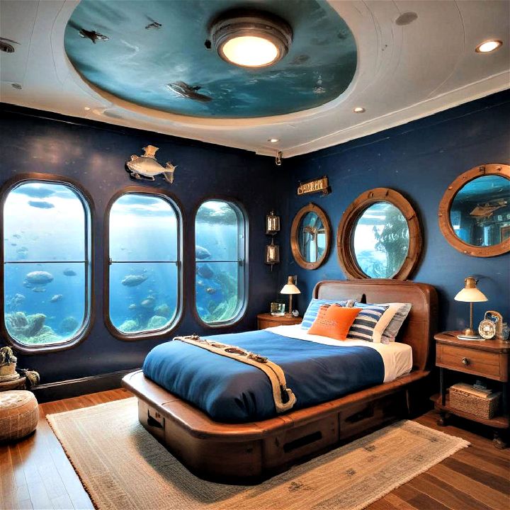 encourage dreams with underwater submarine themed room