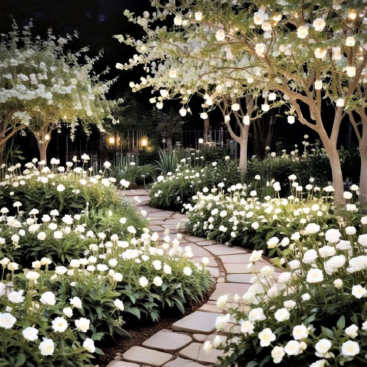 enjoyment moonlit white garden