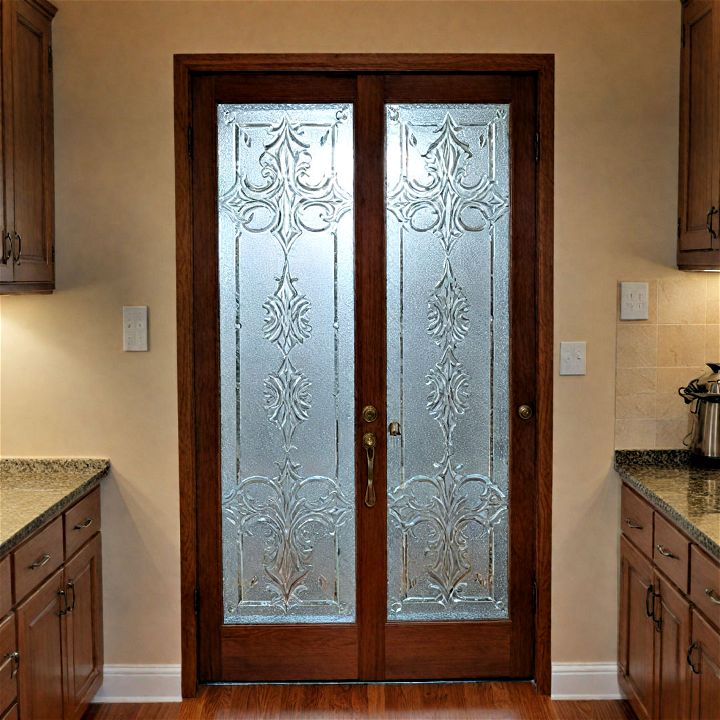 etched glass pantry door for beauty and privacy