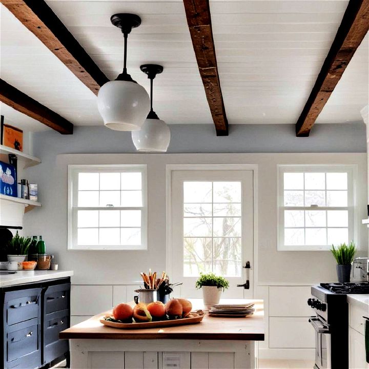 exposed beams kitchen ceiling