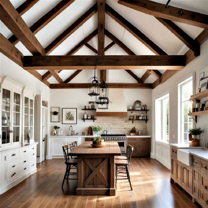 exposed wooden beams to add character and architectural interest