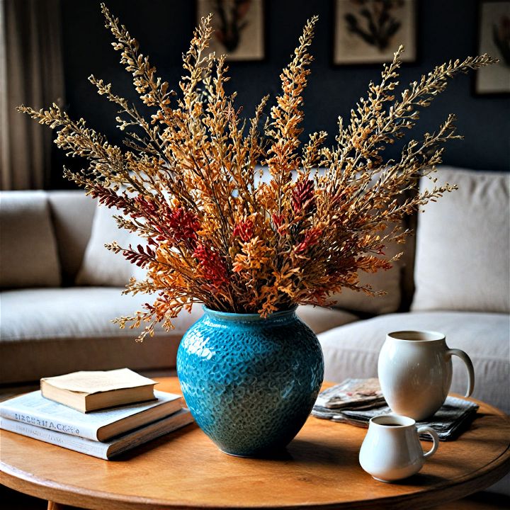 eye catching vase with dried arrangement