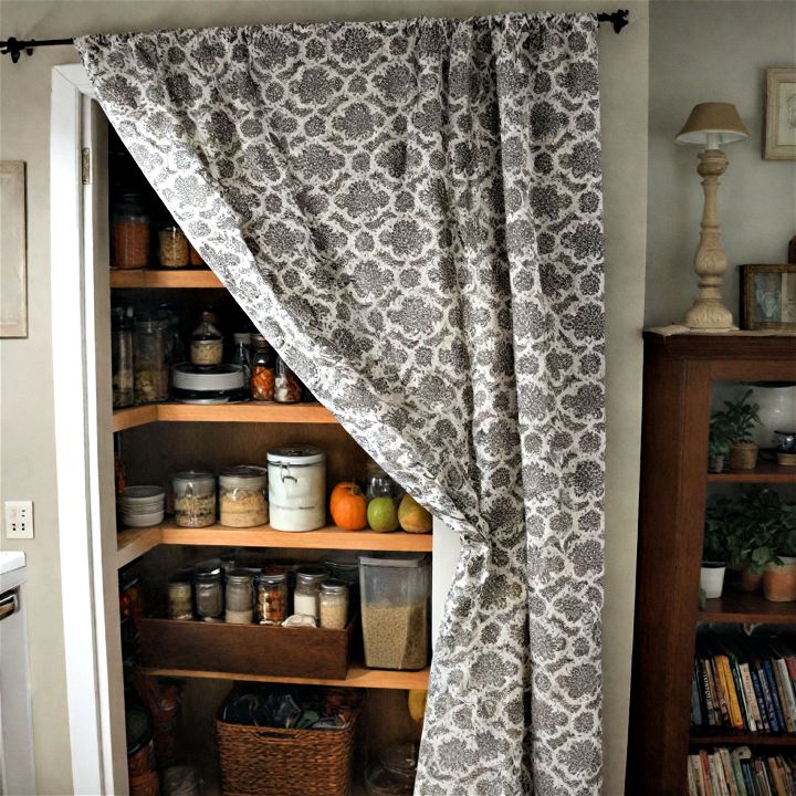 fabric curtain for the pantry to soften the kitchen s look