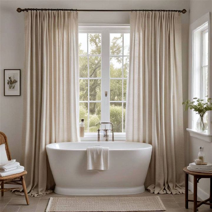 farmhouse linen curtains for bathroom
