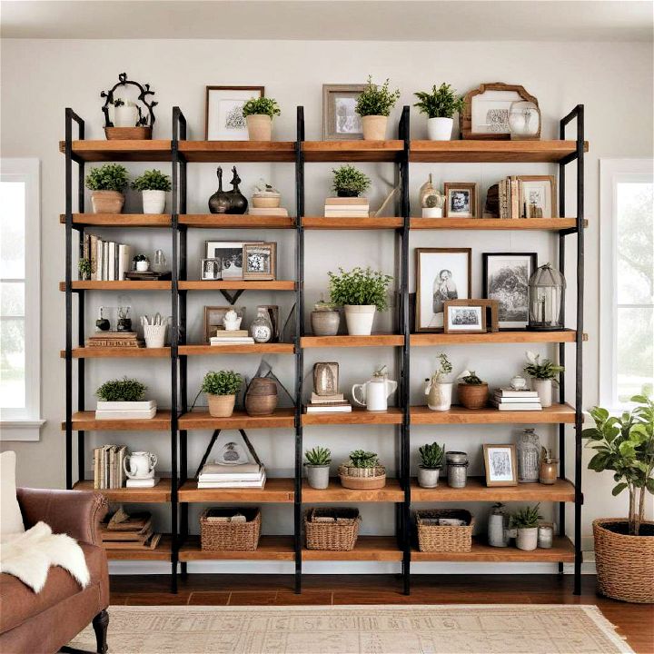 farmhouse shelving for showcasing