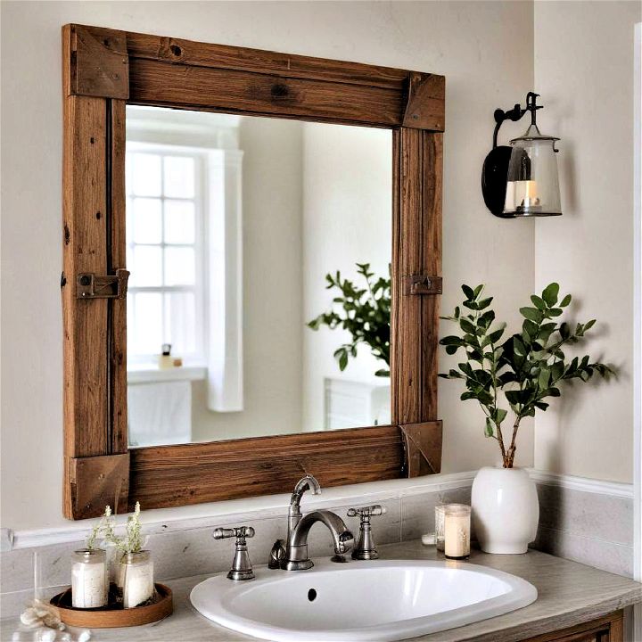 farmhouse style mirror with rustic charm