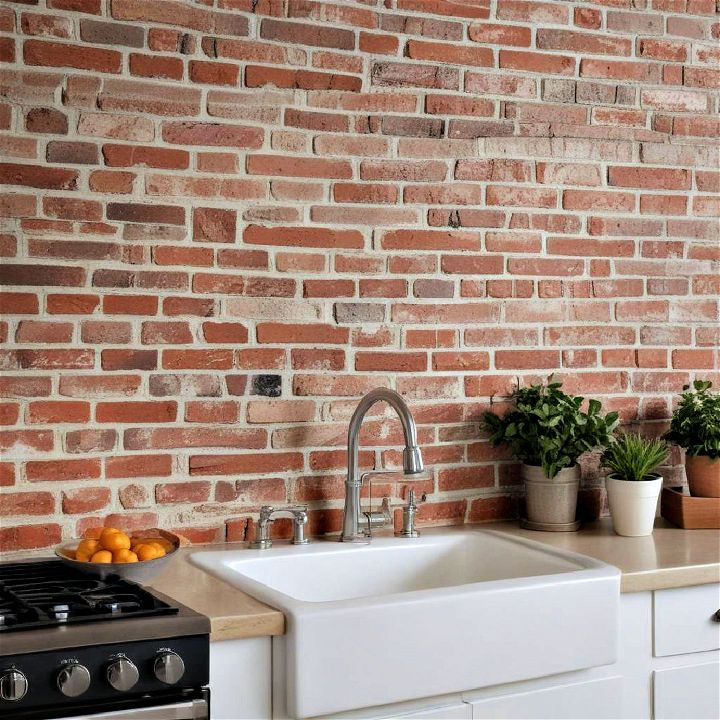faux brick panels kitchen backsplash
