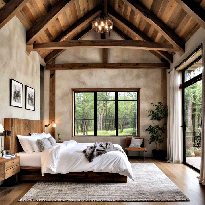 feature rustic wood beams cozy bedroom