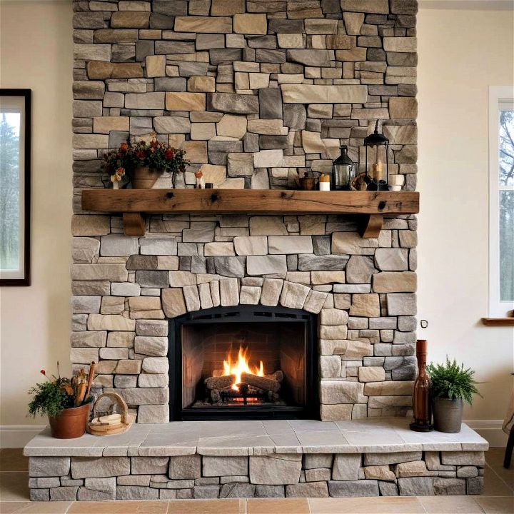 fireplace with timeless stone hearth