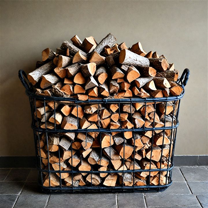 firewood basket to keep your firewood accessible organized
