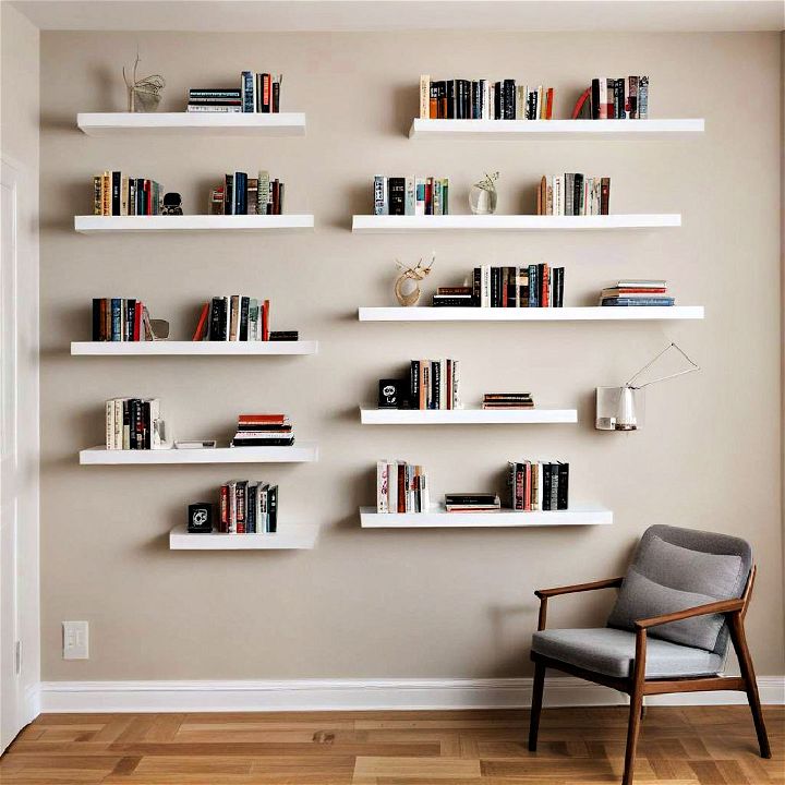 floating bookshelves for living rooms
