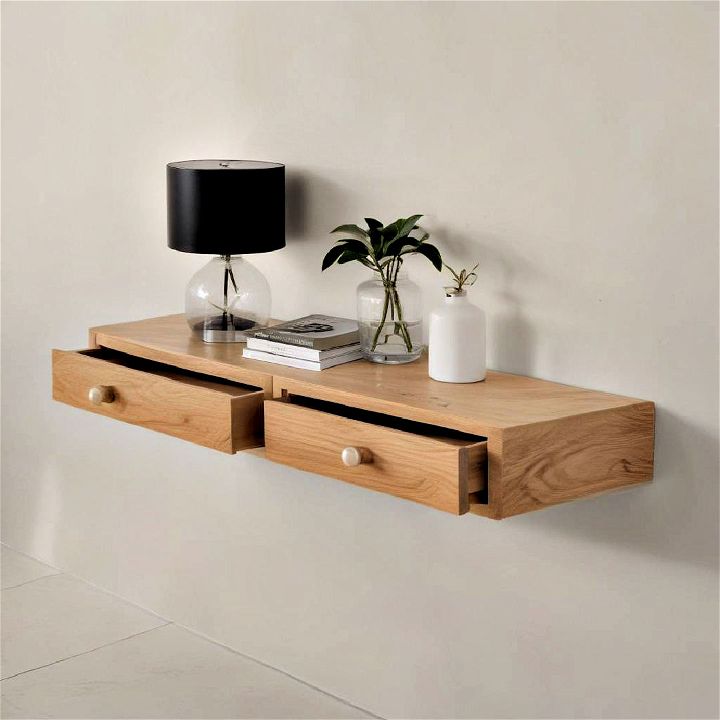 floating shelf with drawers for storage