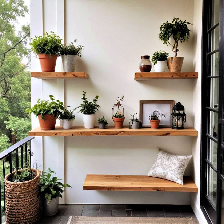 floating shelves for small porch