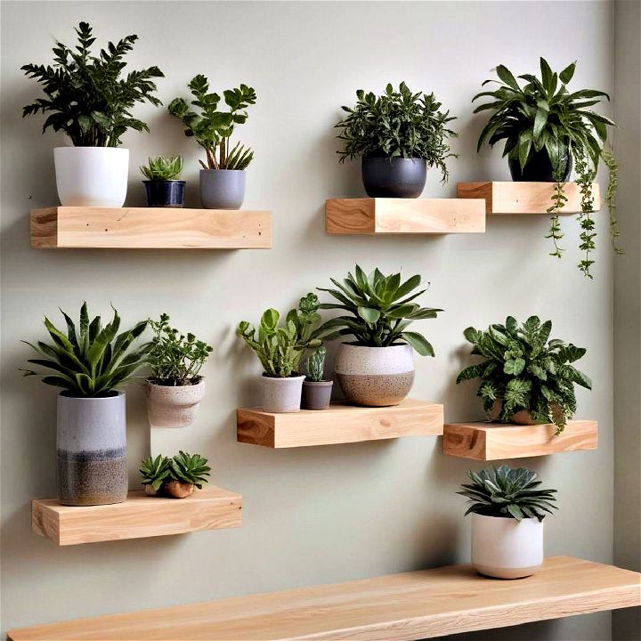 floating shelves to display green friends