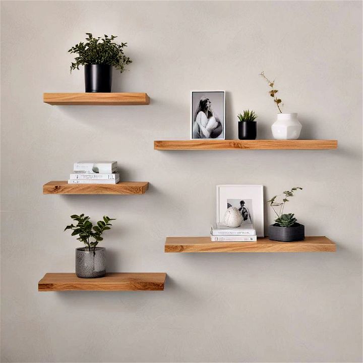 floating shelves with invisible brackets for living rooms