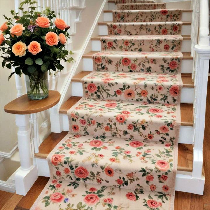 floral pattern runner for stairs