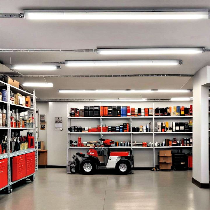 fluorescent tube lights for the expanse of a garage