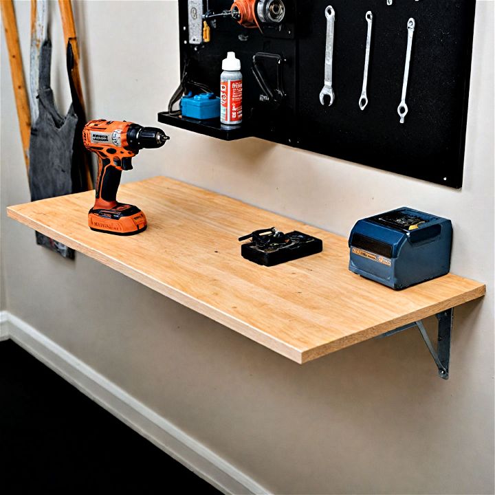 folding workshop table for garage wall