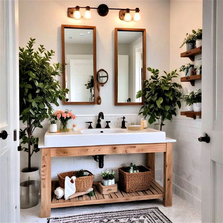 fresh flowers and plants for bathroom