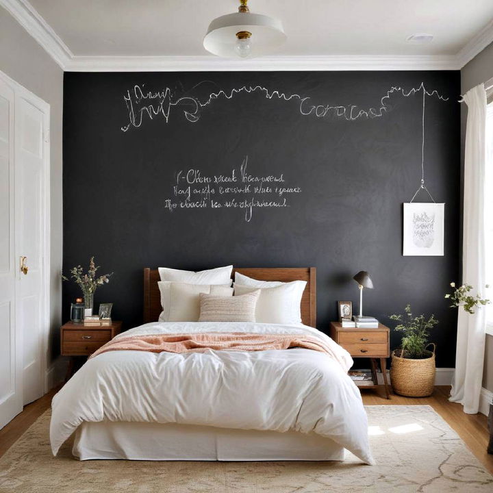 fun chalkboard paint for bedroom accent wall