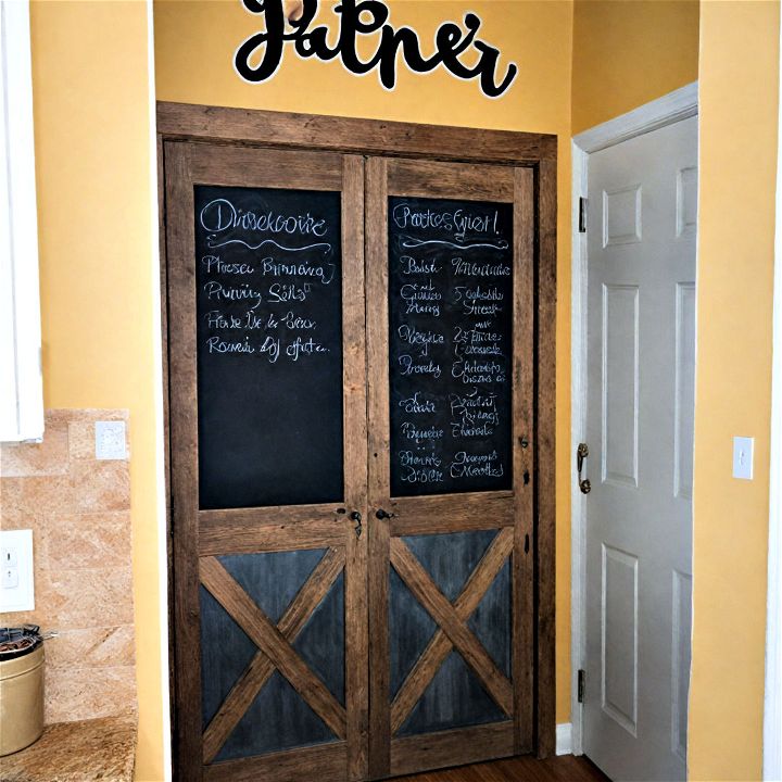 fun chalkboard pantry door for grocery lists meal plans
