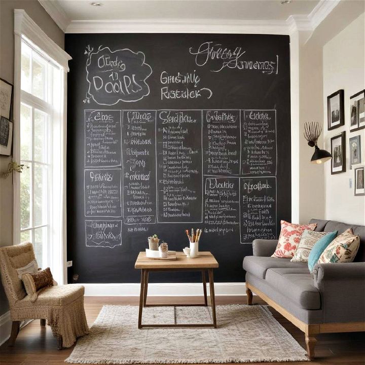 fun chalkboard wall for family room