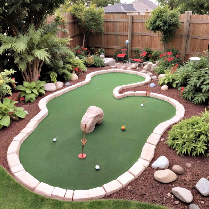 fun miniature golf course for backyard oasis