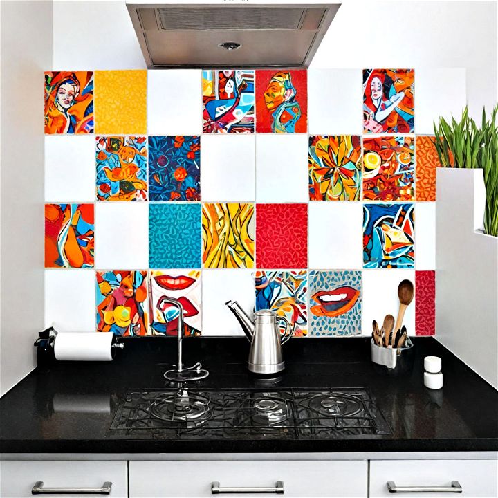 fun pop art inspired kitchen backsplash