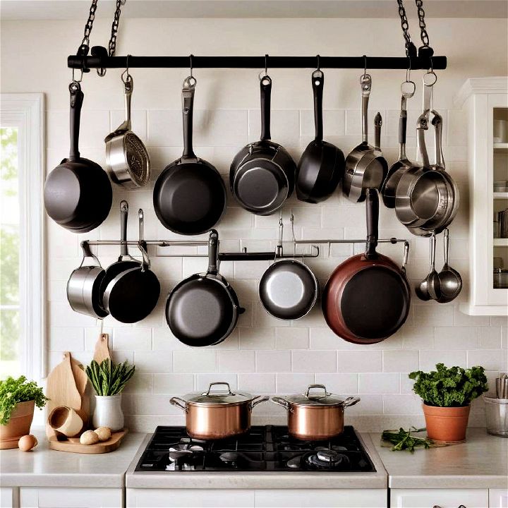 functional and stylish hanging pots and pans