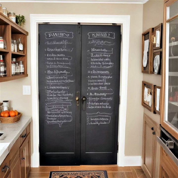 functional pantry doors with chalkboards