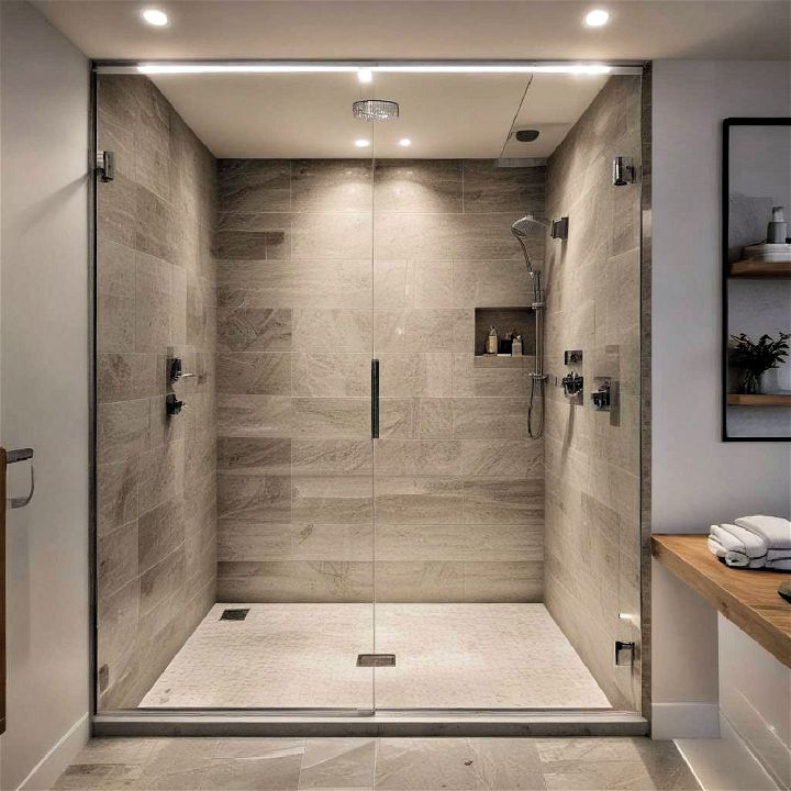 functionality led lit shower for small bathroom