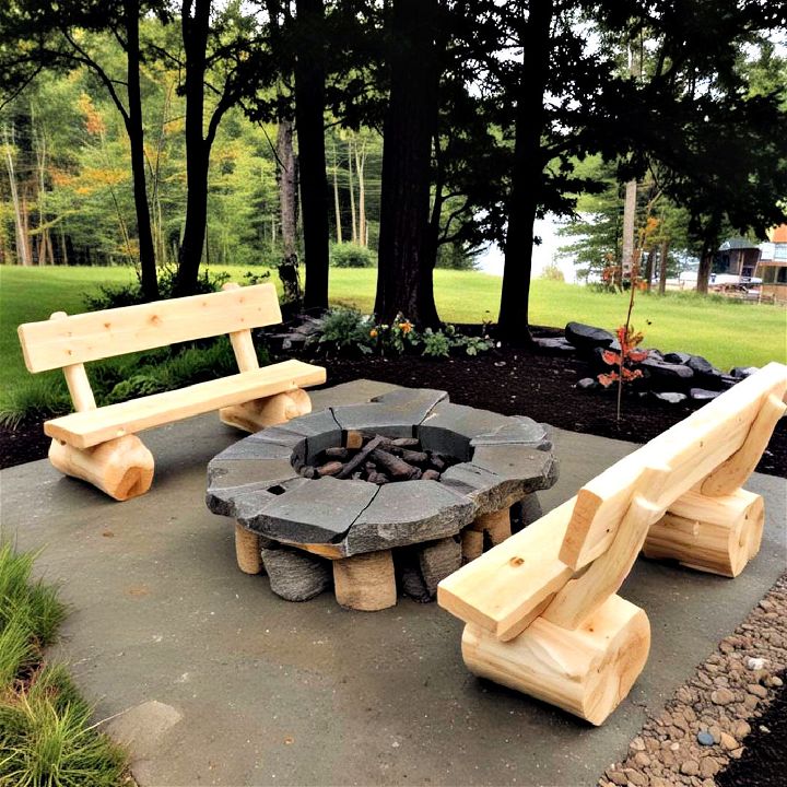 functionality log benches for fire pit