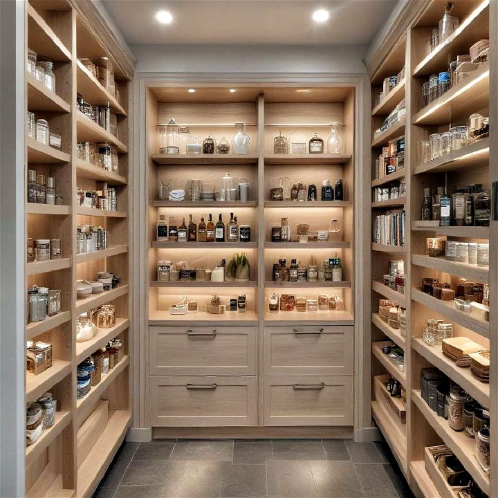 functionality pantry with built in lighting