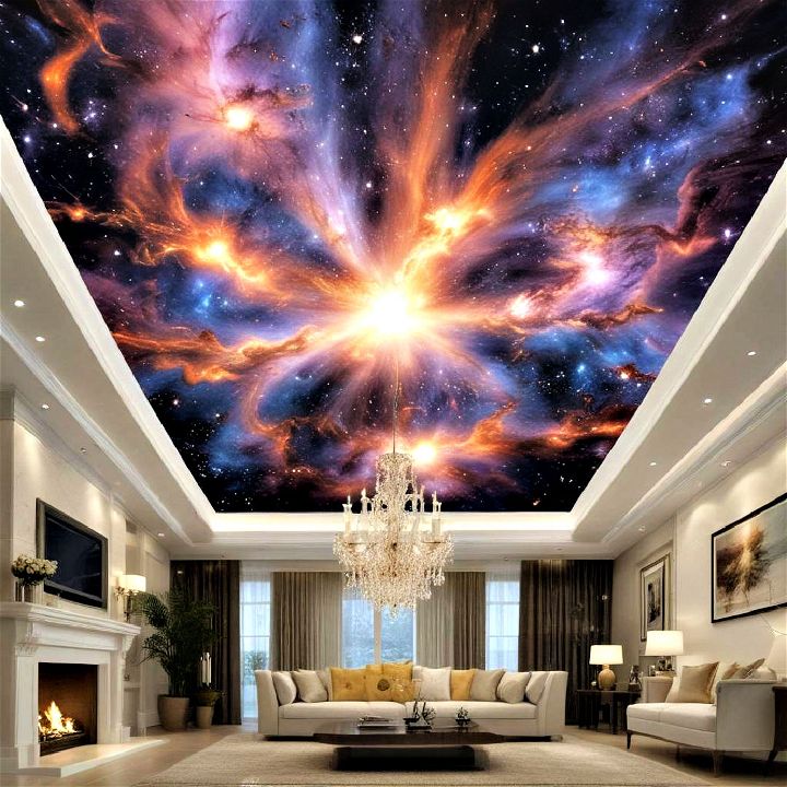 galaxy explosion ceiling wallpaper