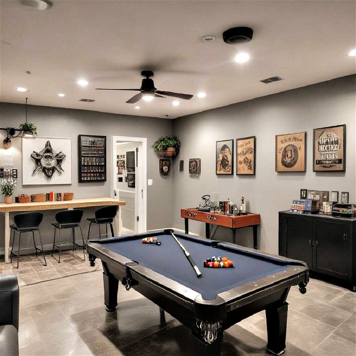 garage game room for family and friends