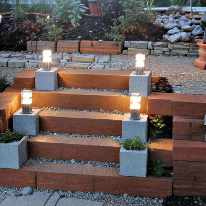 garden lighting cinder block