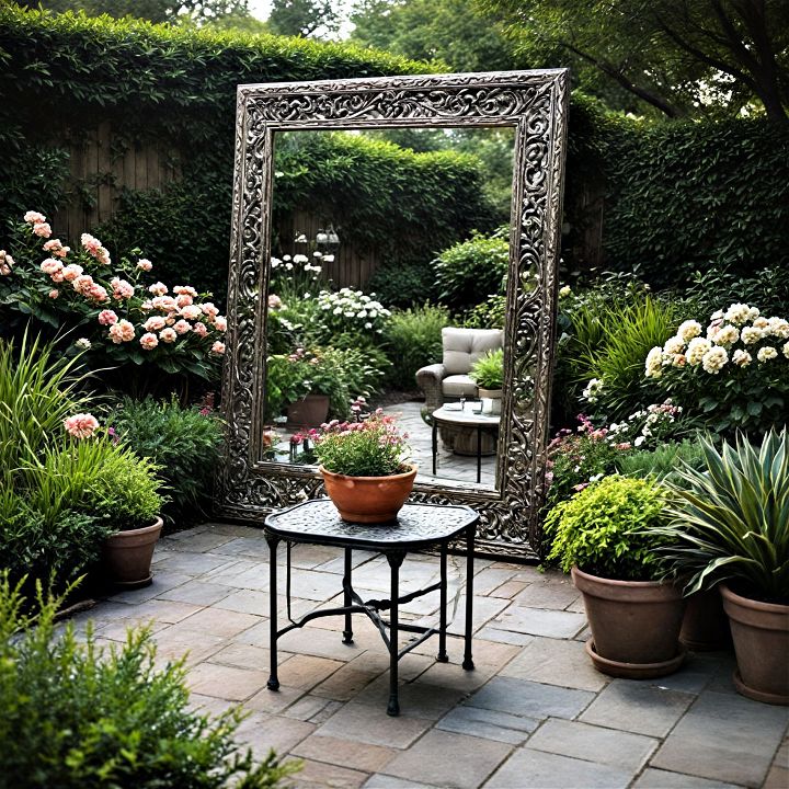 garden mirror to create a brighter patio