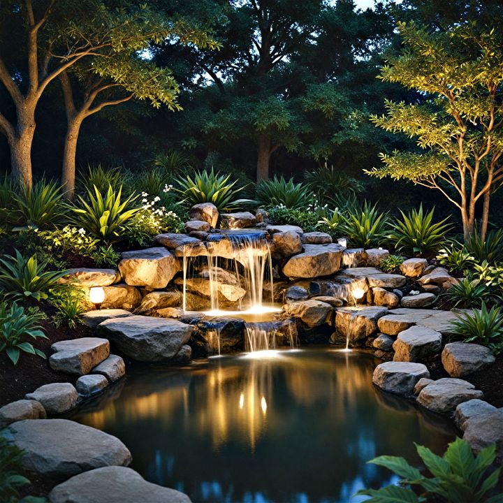 garden water feature lights