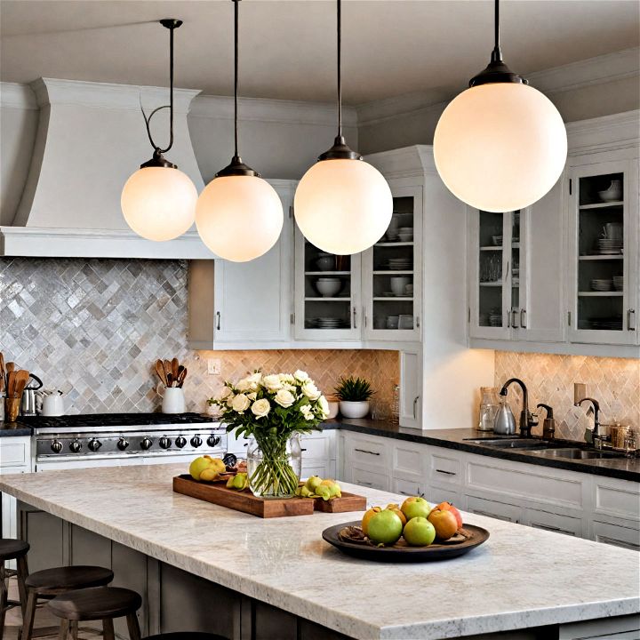 globe lights for a timeless kitchen look
