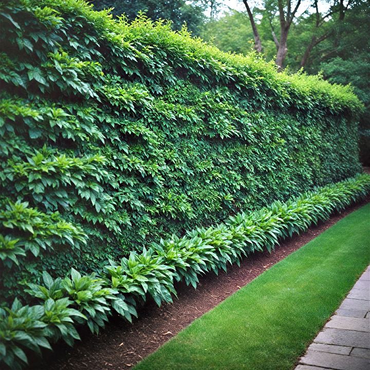 green and vibrant hedge retaining wall