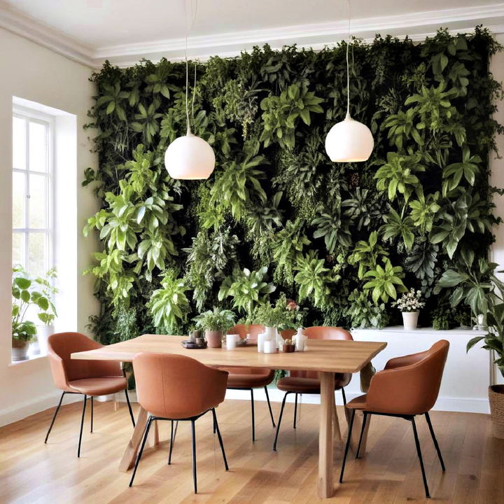 green walls with lush plants