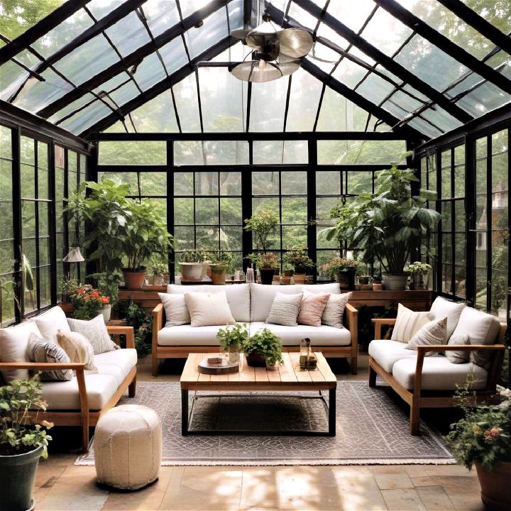 greenhouse outdoor living space idea