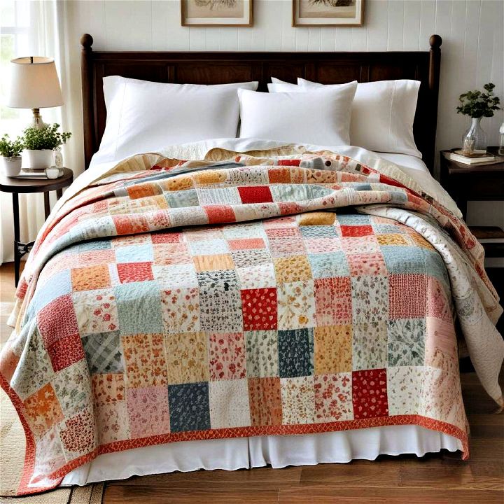 handmade quilts to add a splash of color to the soft neutrals of farmhouse interiors